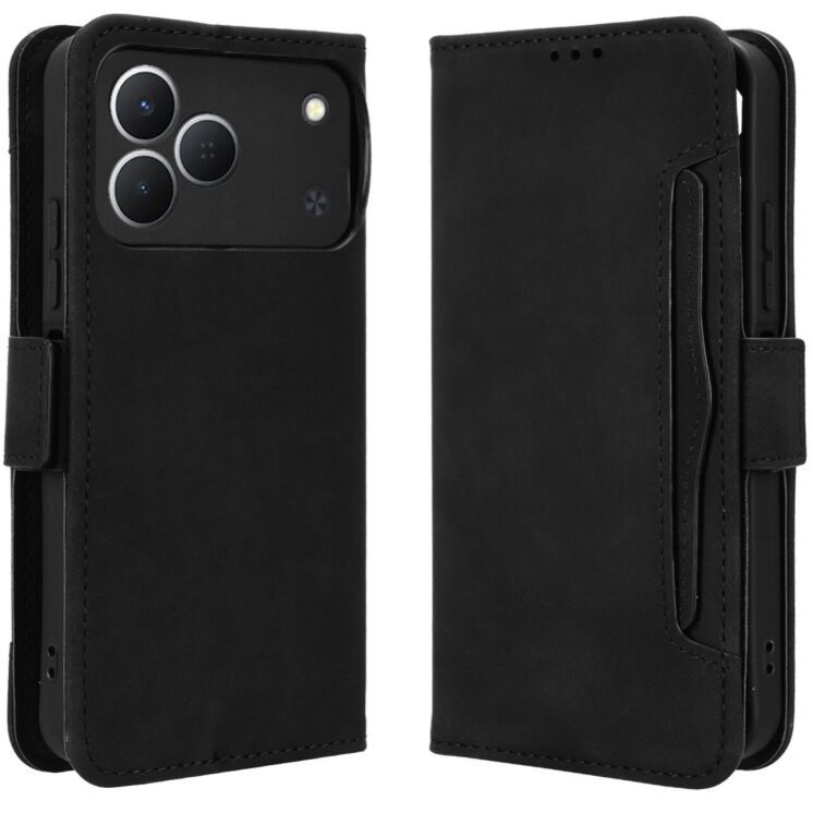 Чехол-книжка с карманами Deexe Wallet Stand для TECNO Spark 50 - Black: фото 1 из 17