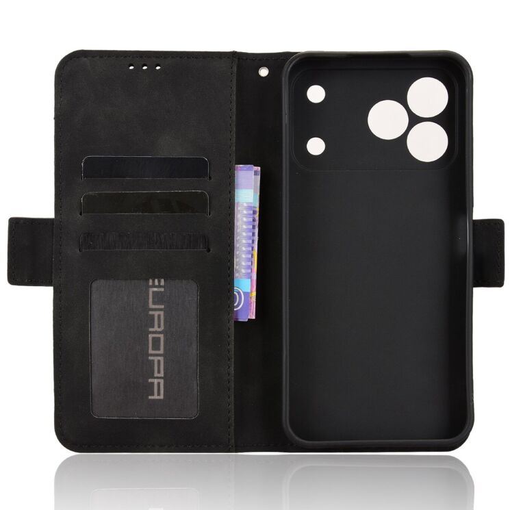 Чехол-книжка с карманами Deexe Wallet Stand для TECNO Spark 50 - Black: фото 4 из 17