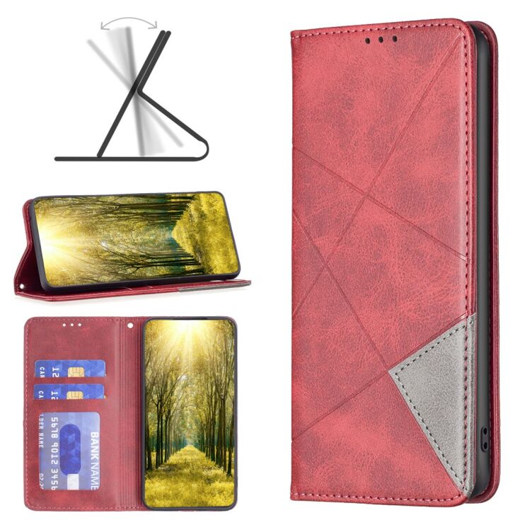 Чохол-книжка з кишеньками UniCase Geometric Pattern для Motorola Moto G77 - Red: фото 4 з 10