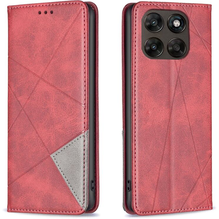 Чохол-книжка з кишеньками UniCase Geometric Pattern для Motorola Moto G77 - Red: фото 1 з 10