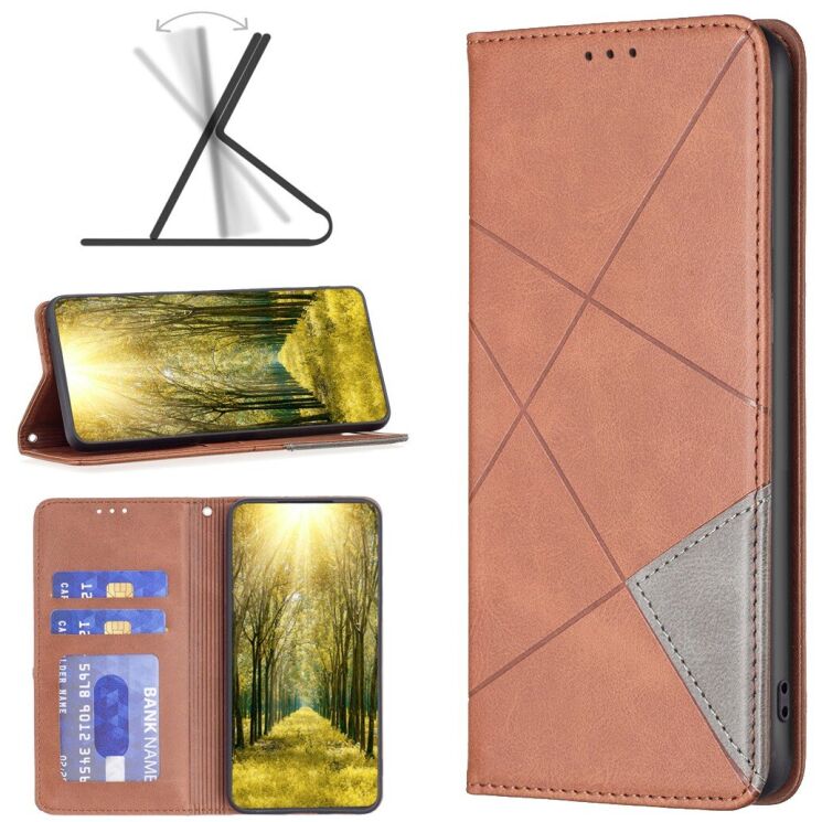 Чохол-книжка з кишеньками UniCase Geometric Pattern для Samsung Galaxy A57 (A576) - Brown: фото 4 з 10