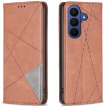 Чехол-книжка с карманами UniCase Geometric Pattern для Samsung Galaxy A57 (A576) - Brown: фото 1 из 10