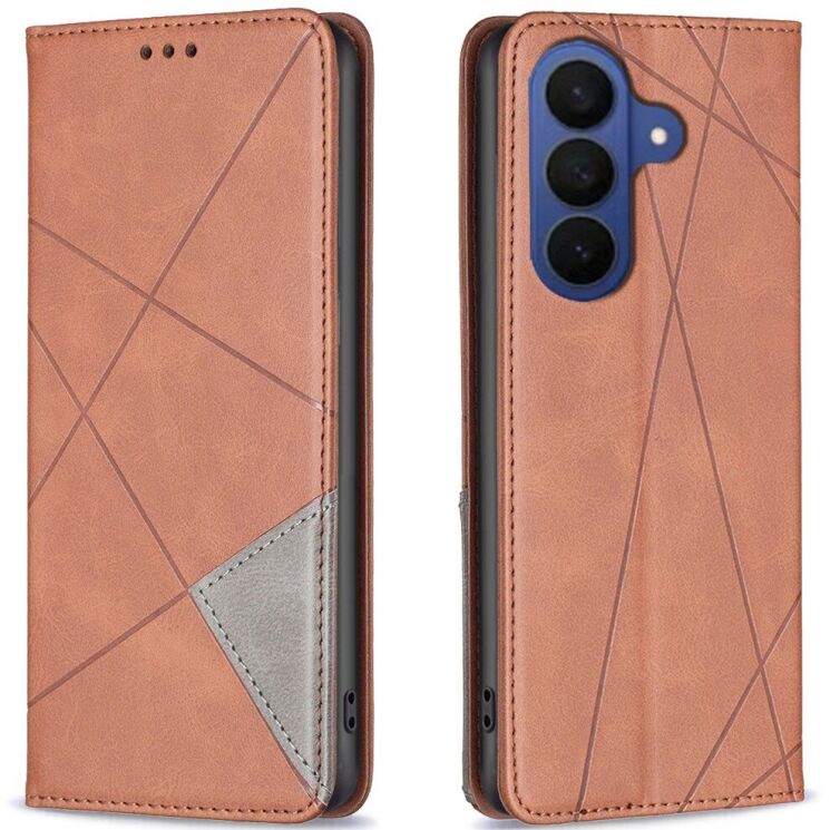 Чохол-книжка з кишеньками UniCase Geometric Pattern для Samsung Galaxy A57 (A576) - Brown: фото 1 з 10