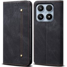 Чохол-книжка з кишеньками UniCase Jeans Wallet для Xiaomi 17 - Black: фото 1 з 7