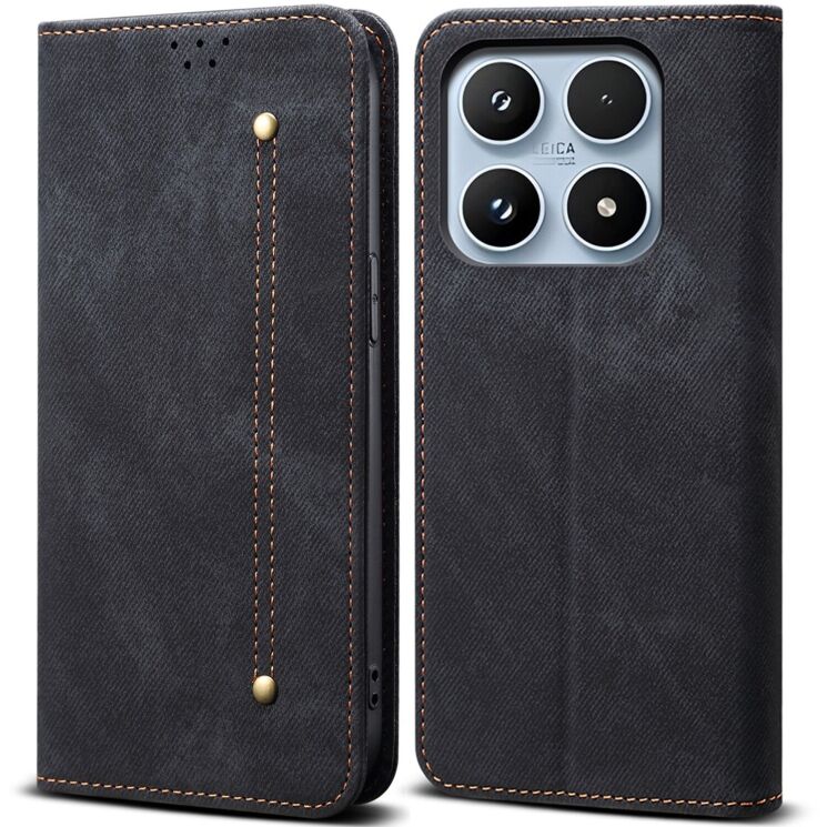 Чохол-книжка з кишеньками UniCase Jeans Wallet для Xiaomi 17 - Black: фото 1 з 7