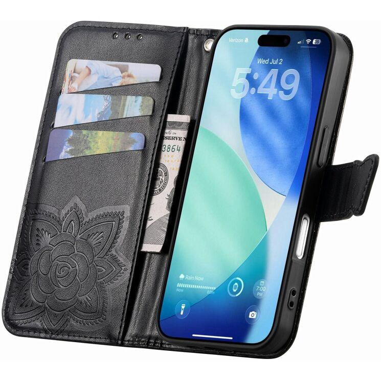 Чохол-книжка з малюнком UniCase Butterfly Pattern для iPhone 18 Pro Max / 17 Pro Max - Black: фото 2 з 9