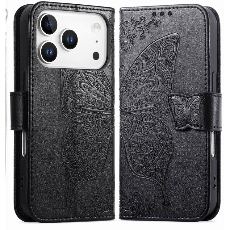 Чохол-книжка з малюнком UniCase Butterfly Pattern для iPhone 18 Pro Max / 17 Pro Max - Black: фото 1 з 9