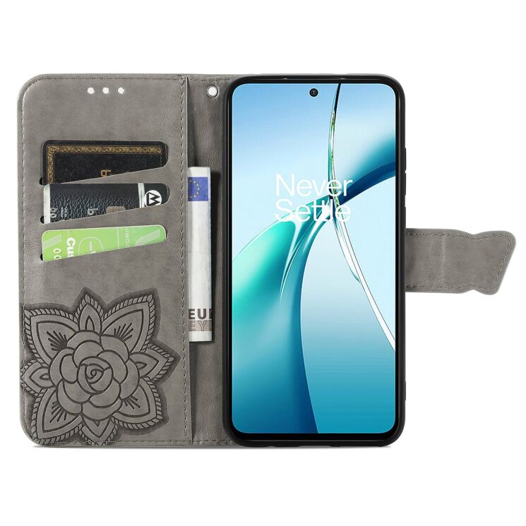 Чехол-книжка с рисунком UniCase Butterfly Pattern для Motorola Moto G86 Power - Grey: фото 2 из 8