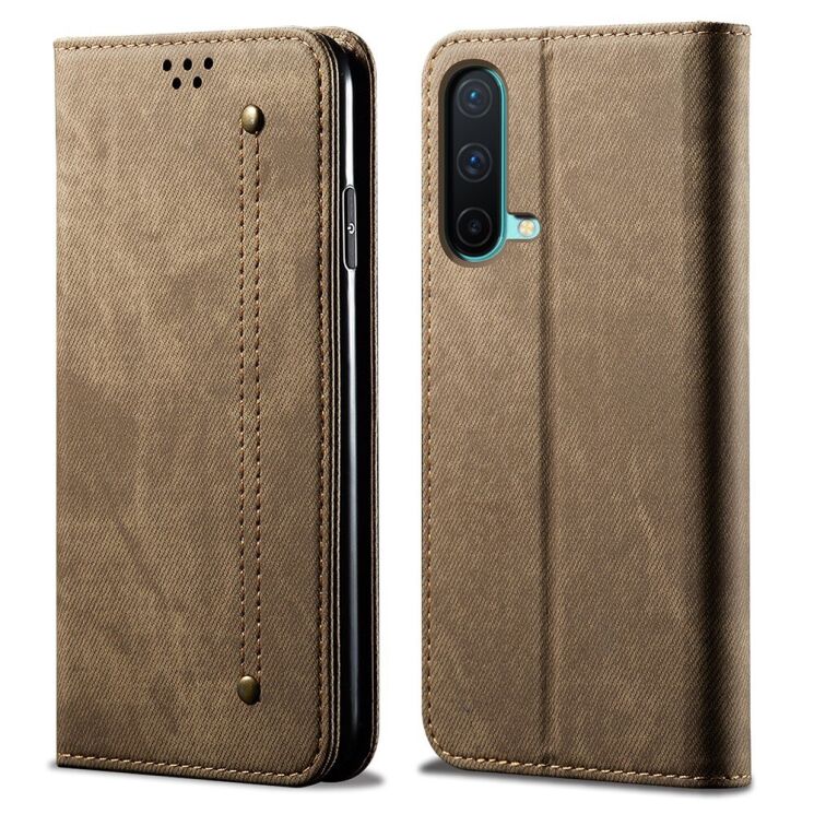 Чехол-книжка с кармашками UniCase Jeans Wallet для OnePlus Nord CE - Green: фото 1 из 18