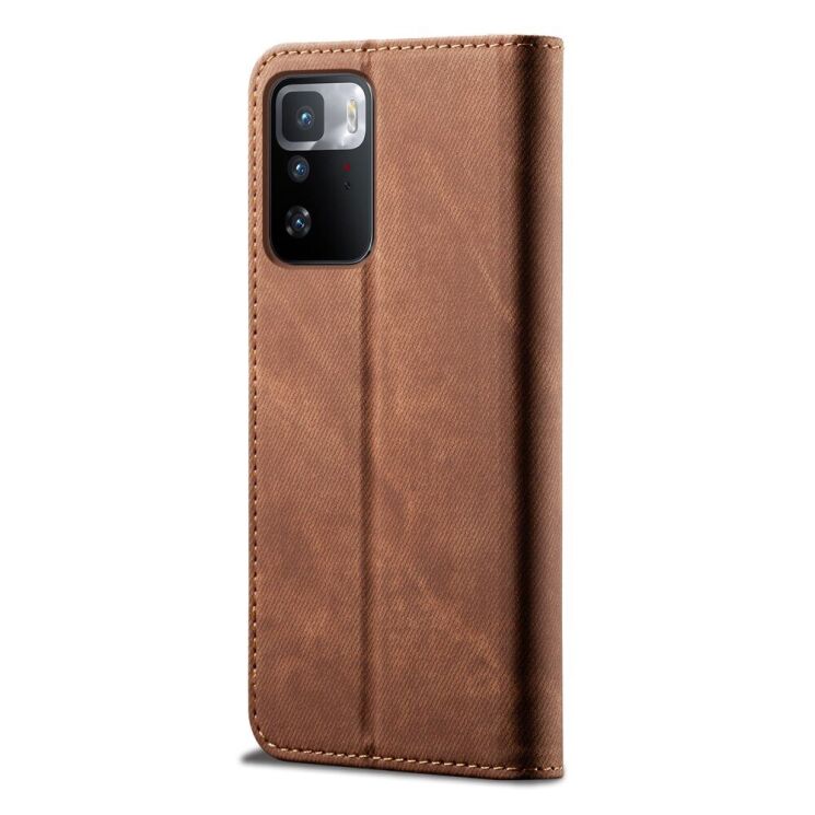 Чехол-книжка с кармашками UniCase Jeans Wallet для Xiaomi Poco X3 GT / Redmi Note 10 Pro 5G - Brown: фото 4 из 16