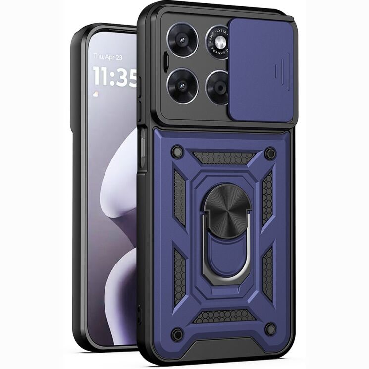 Чохол із захистом камери Deexe Armor Shield для Motorola Moto G57 / G57 Power / G67 Power - Blue: фото 1 з 9