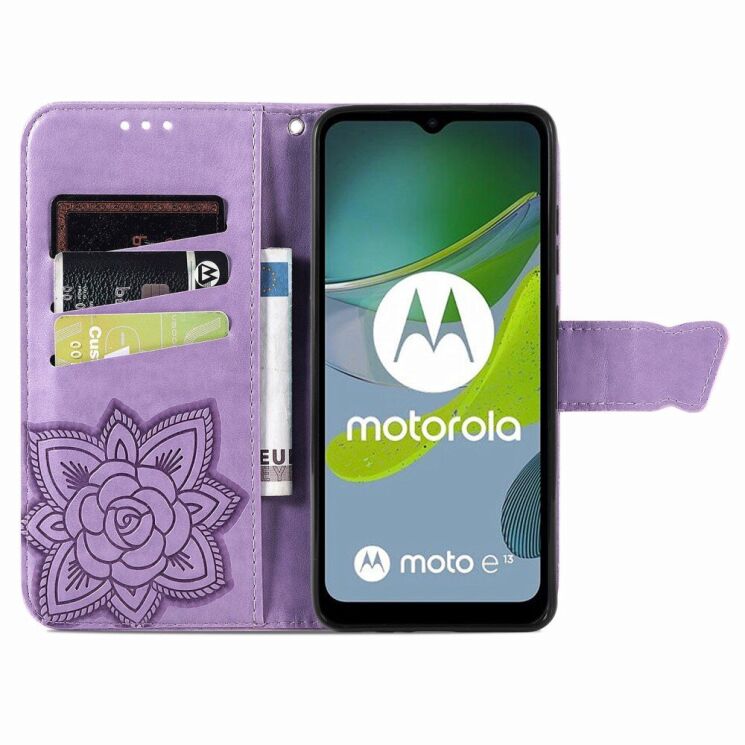Чехол UniCase Butterfly Pattern для Motorola Moto E13 - Light Purple: фото 2 из 10