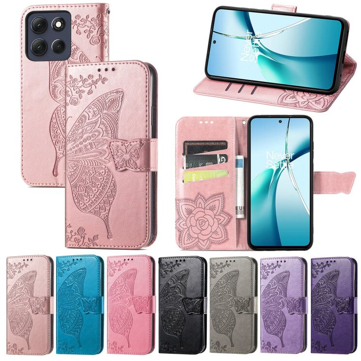 Чохол UniCase Butterfly Pattern для Motorola Moto G86 - Blue: фото 6 з 10