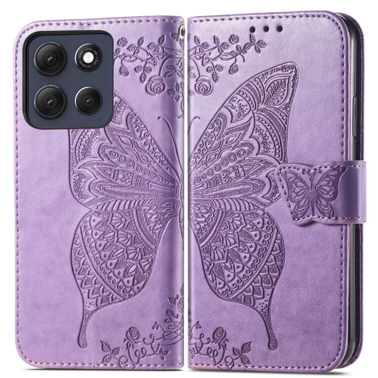 Чехол UniCase Butterfly Pattern для Motorola Moto G86 - Light Purple: фото 3 из 10