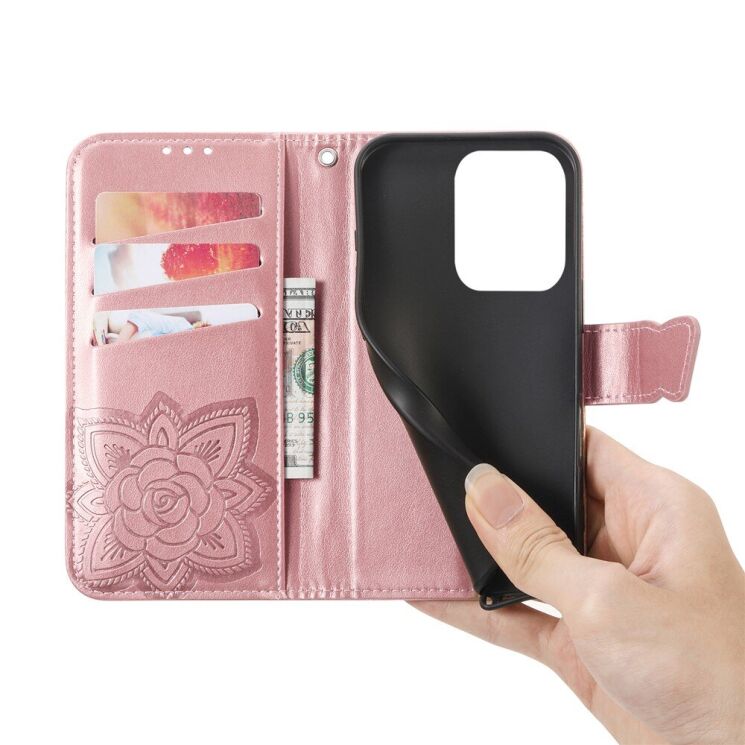 Чохол-книжка з малюнком UniCase Butterfly Pattern для Xiaomi Redmi 15C / Poco C85 - Rose Gold: фото 5 з 9
