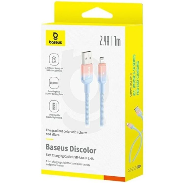Кабель Baseus Discolor Series USB to Lightning (2.4A, 1m) P10374900 - Galaxy Blue: фото 2 з 21