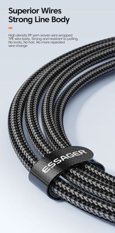 Кабель ESSAGER Star Type-C to Type-C (100W, 1m) EXCTT1-XC01 - Black: фото 10 з 18