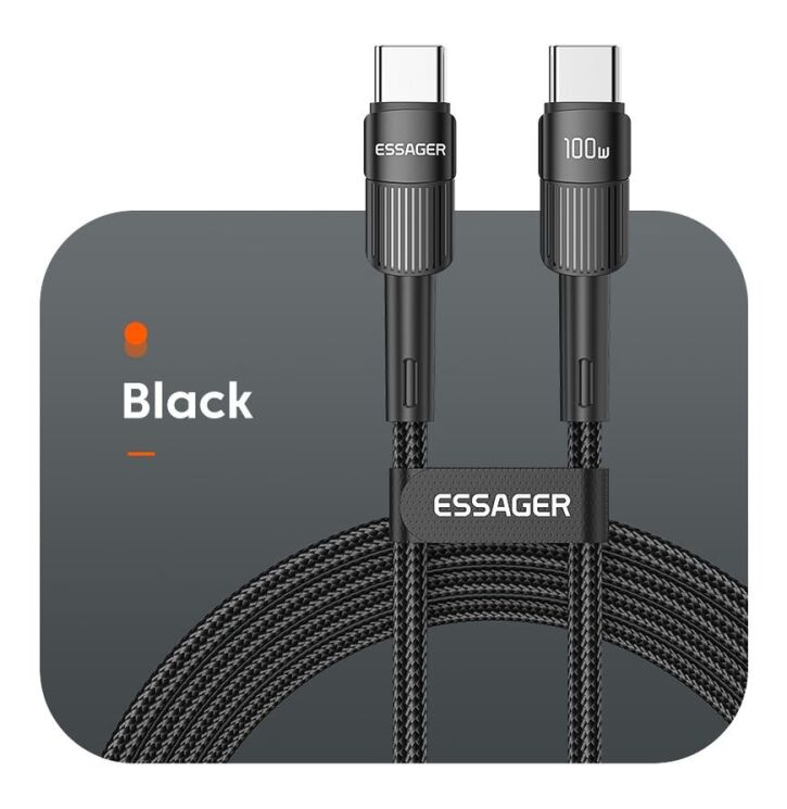 Кабель ESSAGER Star Type-C to Type-C (100W, 1m) EXCTT1-XC01 - Black: фото 17 з 18