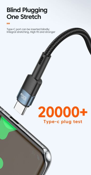 Кабель ESSAGER Star Type-C to Type-C (100W, 1m) EXCTT1-XC01 - Black: фото 11 з 18