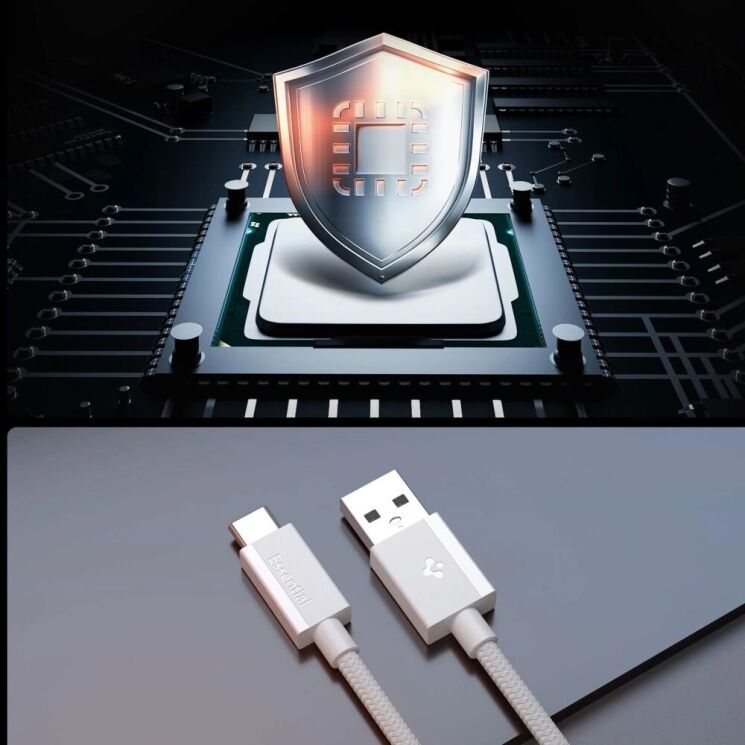 Кабель Spigen Essential EB6015CC USB to Type-C (60W, 1.5m) ACA10413 - White: фото 8 из 8
