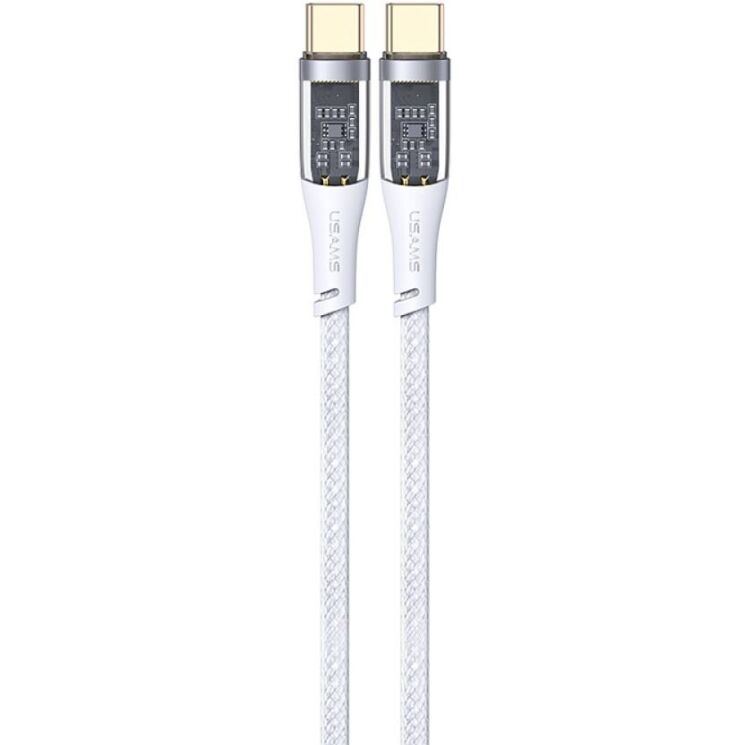Кабель USAMS SJ574 Type-C to Type-C (100W, 5A, 1.2m) - White: фото 1 из 15