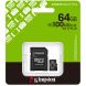 Карта памяти Kingston microSDXC 64GB Canvas Select Plus Gen3 UHS-I U1 V10 A1 (100MB/s) + адаптер (SDCS3/64GB) - Black (945178). Фото 3 из 7