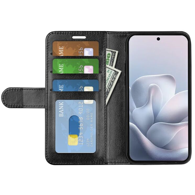 Классический чехол-книжка Deexe Wallet Style для Motorola Edge 70 Fusion - Black: фото 2 из 8