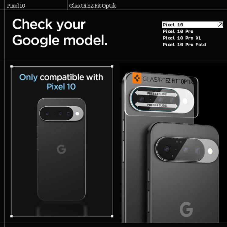Комплект защитного стекла Spigen (SGP) Optik Lens Protector для Google Pixel 10 (AGL09661) - Crystal Clear: фото 10 из 15