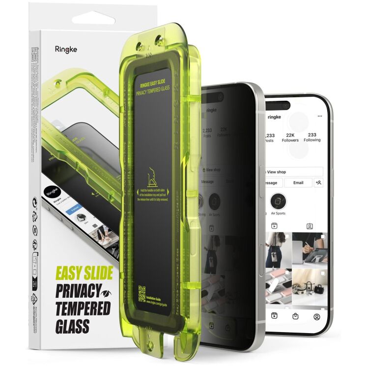 Комплект защитных стекол (2шт) Ringke Easy Slide Privacy для iPhone 17 (8800328811881) - Black (407715B) Комплект защитных стекол (2шт) Ringke Easy Slide Privacy для iPhone 17 (8800328811881) - Black: фото 1 из 21
