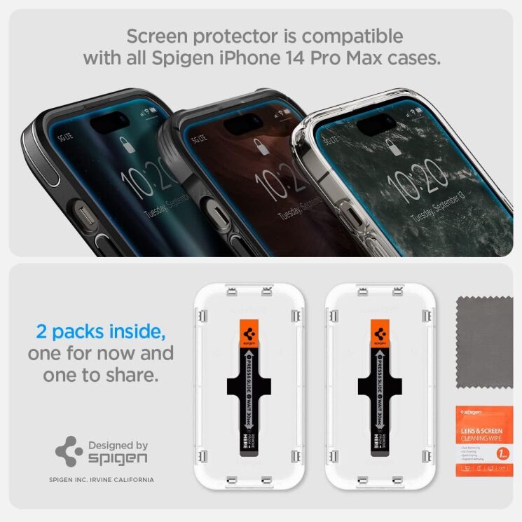 Комплект защитных стекол Spigen (SGP) GLAS.tR EZ Fit Sensor Protected для Apple iPhone 14 Pro Max (AGL05202): фото 15 из 15