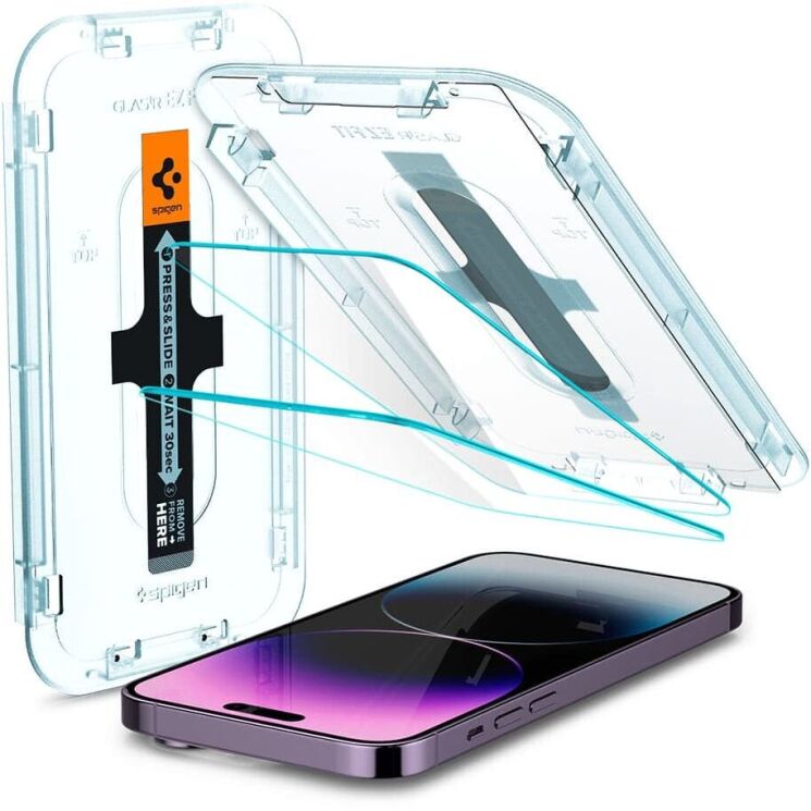 Комплект защитных стекол Spigen (SGP) GLAS.tR EZ Fit Sensor Protected для Apple iPhone 14 Pro Max (AGL05202): фото 1 из 15