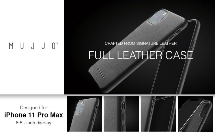 Кожаный чехол MUJJO Full Leather для Apple iPhone 11 Pro Max - Black: фото 7 из 14