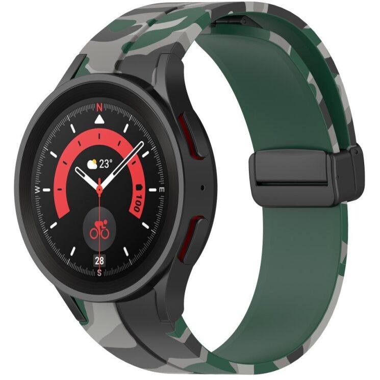 Ремінець Deexe Camo Silicone для Samsung Galaxy Watch 4 / 4 Classic / 5 / 5 Pro - Dark Green: фото 4 з 6