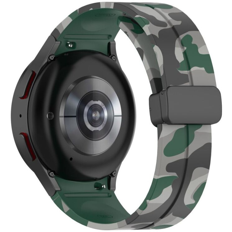 Ремінець Deexe Camo Silicone для Samsung Galaxy Watch 4 / 4 Classic / 5 / 5 Pro - Dark Green: фото 1 з 6