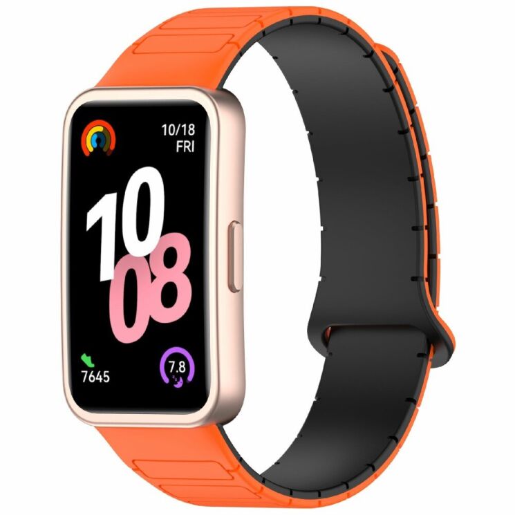Ремешок Deexe Flexible Fit для Huawei Band 8 / 9 / 10 - Orange / Black: фото 2 из 6