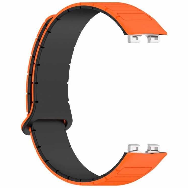 Ремешок Deexe Flexible Fit для Huawei Band 8 / 9 / 10 - Orange / Black: фото 4 из 6