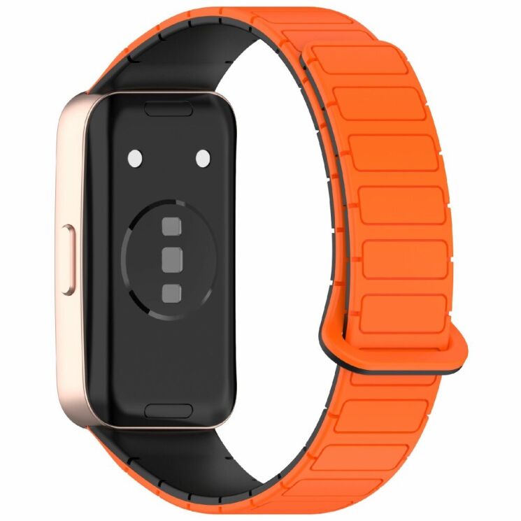 Ремешок Deexe Flexible Fit для Huawei Band 8 / 9 / 10 - Orange / Black: фото 1 из 6
