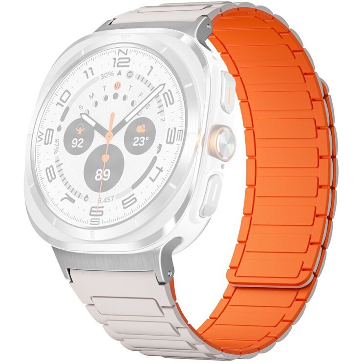 Ремінець Deexe Flexible Fit для Samsung Galaxy Watch Ultra (47mm) / Ultra (2025) - White / Orange: фото 1 з 2