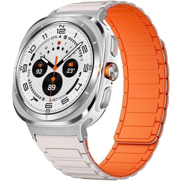 Ремінець Deexe Flexible Fit для Samsung Galaxy Watch Ultra (47mm) / Ultra (2025) - White / Orange: фото 2 з 2