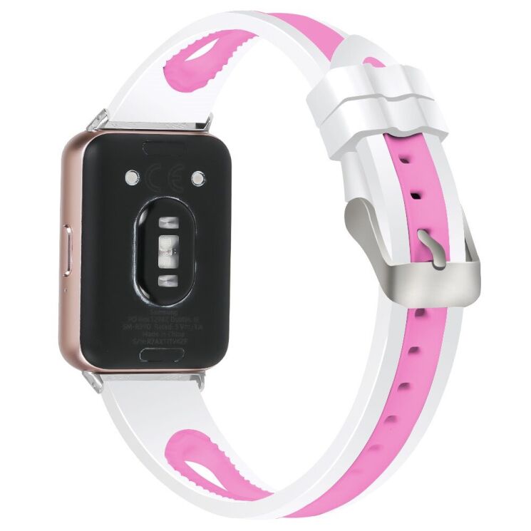 Ремінець Deexe Holes Design для Samsung Galaxy Fit 3 - White / Pink: фото 2 з 5