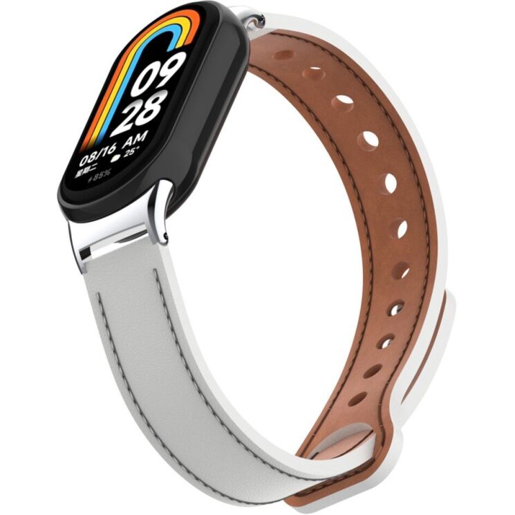 Ремешок Deexe Leather Braslet для Xiaomi Mi Smart Band 8 / 9 - White: фото 4 из 6