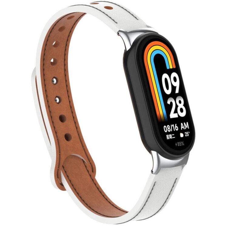 Ремешок Deexe Leather Braslet для Xiaomi Mi Smart Band 8 / 9 - White: фото 2 из 6