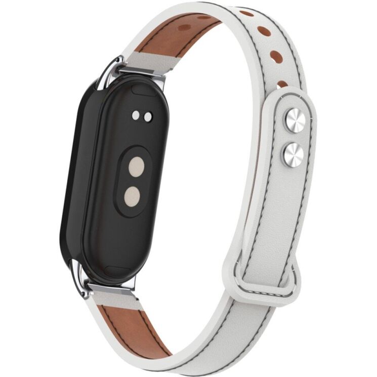 Ремешок Deexe Leather Braslet для Xiaomi Mi Smart Band 8 / 9 - White: фото 5 из 6