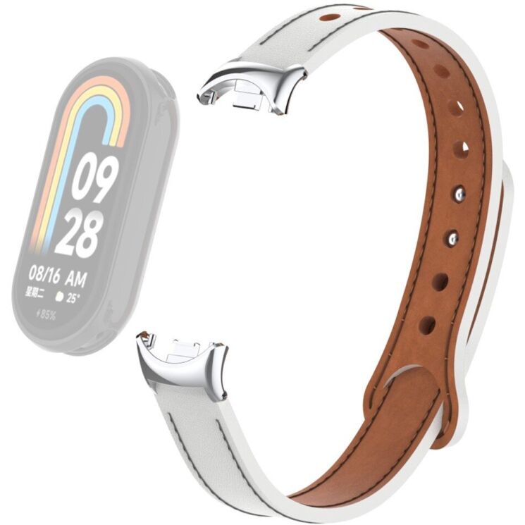 Ремешок Deexe Leather Braslet для Xiaomi Mi Smart Band 8 / 9 - White: фото 1 из 6