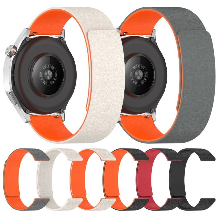 Ремешок Deexe Magnetic Silicone Strap для Huawei Watch GT 3 (42mm) - Black / Orange: фото 3 из 5