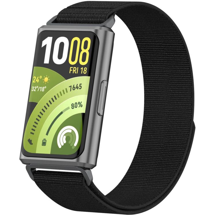 Ремешок Deexe Nylon Loop для Huawei Band 11 Pro / Band 11 - Black: фото 3 из 5