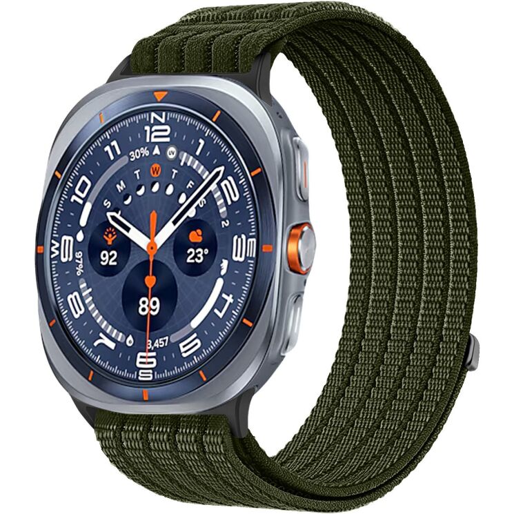 Ремешок Deexe Soft Weave для Samsung Galaxy Watch Ultra (47mm) / Ultra (2025) - Dark Green: фото 2 из 5