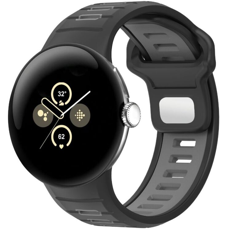 Ремешок Deexe Sport Design для Google Pixel Watch 3 (45mm) - Black / Grey: фото 2 из 6