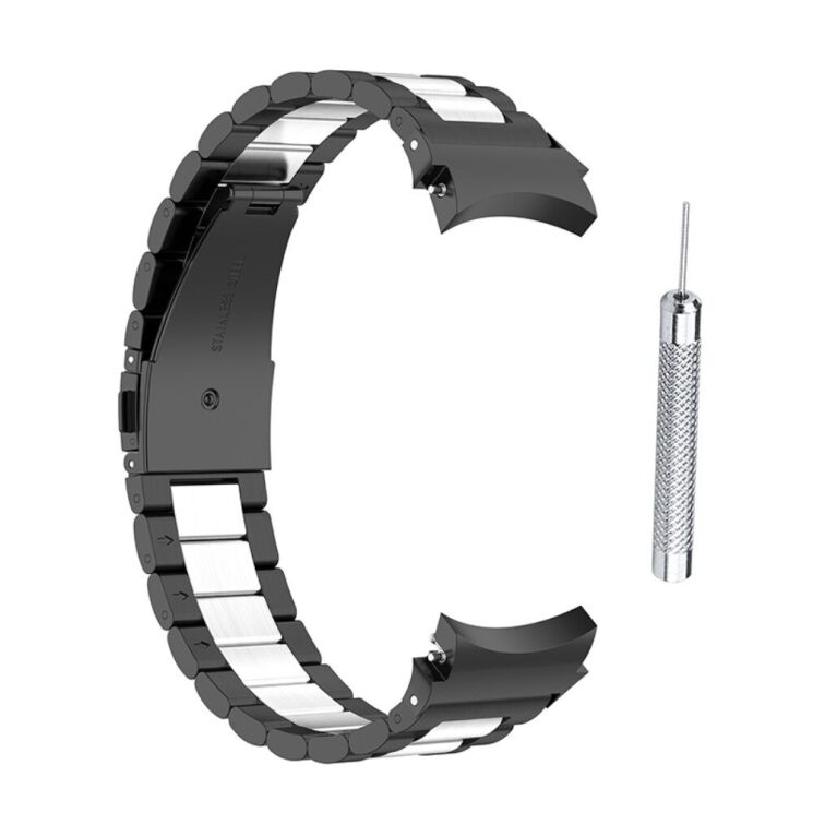 Ремешок Deexe Stainless Steel для Samsung Galaxy Watch 4 / 4 Classic / 5 / 5 Pro / 6 / 6 Classic / 7 / FE - Black / Silver: фото 3 из 10