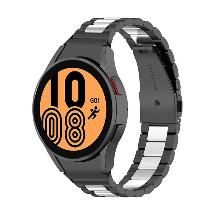 Ремешок Deexe Stainless Steel для Samsung Galaxy Watch 4 / 4 Classic / 5 / 5 Pro / 6 / 6 Classic / 7 / FE - Black / Silver: фото 1 из 10
